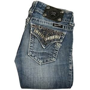 Miss Me Y2K Embellished Silver Beaded Boot Cut Jeans